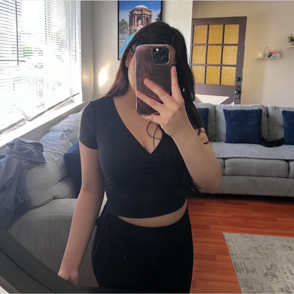 Hollister Black V-Neck Baby Tee